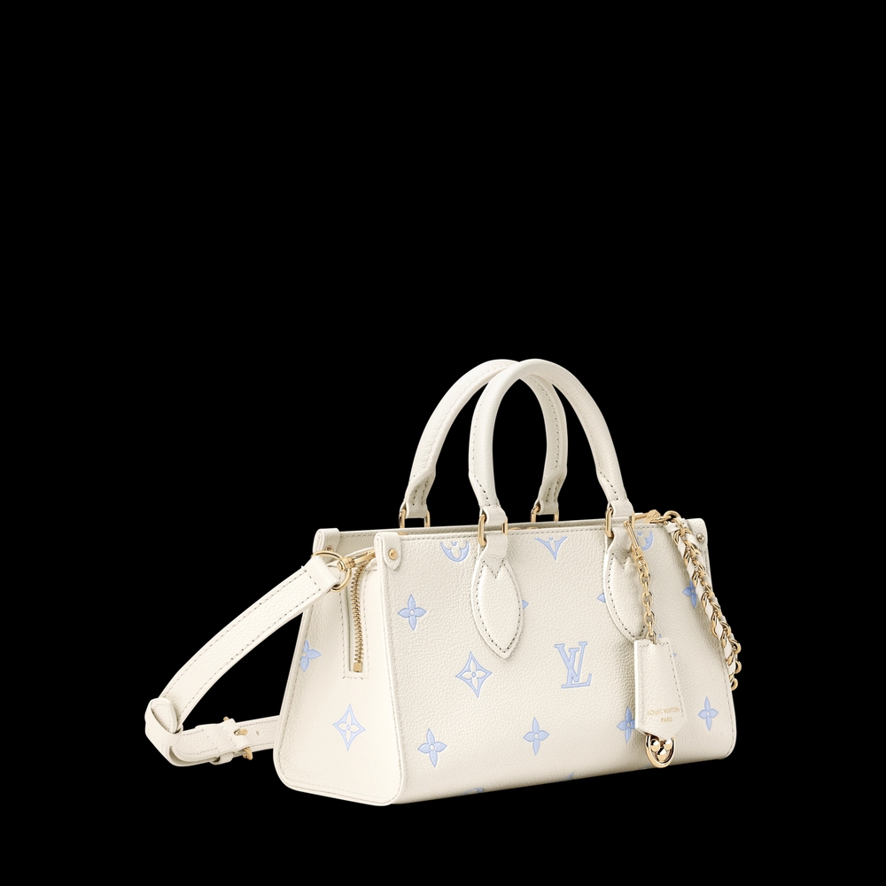 Louis Vuitton White & Light Blue Monogram Leather Satchel